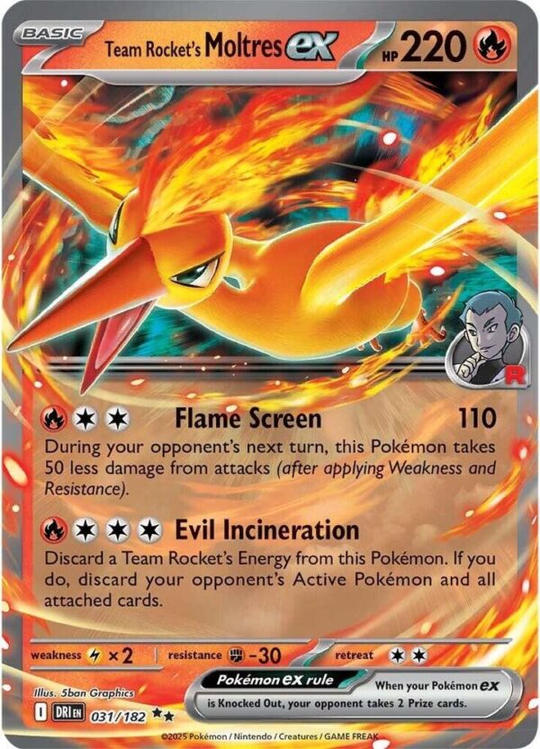 Team Rocket’s Moltres ex 031/182 Holofoil SV10: Destined Rivals Team Rocket’s Moltres ex 031/182 Holofoil SV10: Destined Rivals