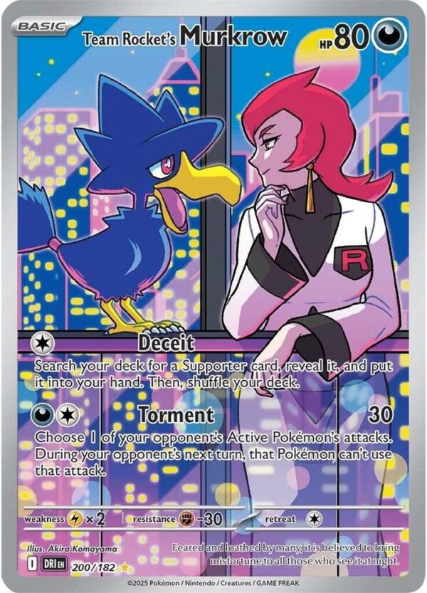 Team Rocket’s Murkrow 200/182 Holofoil SV10: Destined Rivals Team Rocket’s Murkrow 200/182 Holofoil SV10: Destined Rivals
