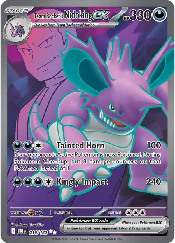 Team Rocket’s Nidoking ex 216/182 Holofoil SV10: Destined Rivals Team Rocket’s Nidoking ex 216/182 Holofoil SV10: Destined Rivals