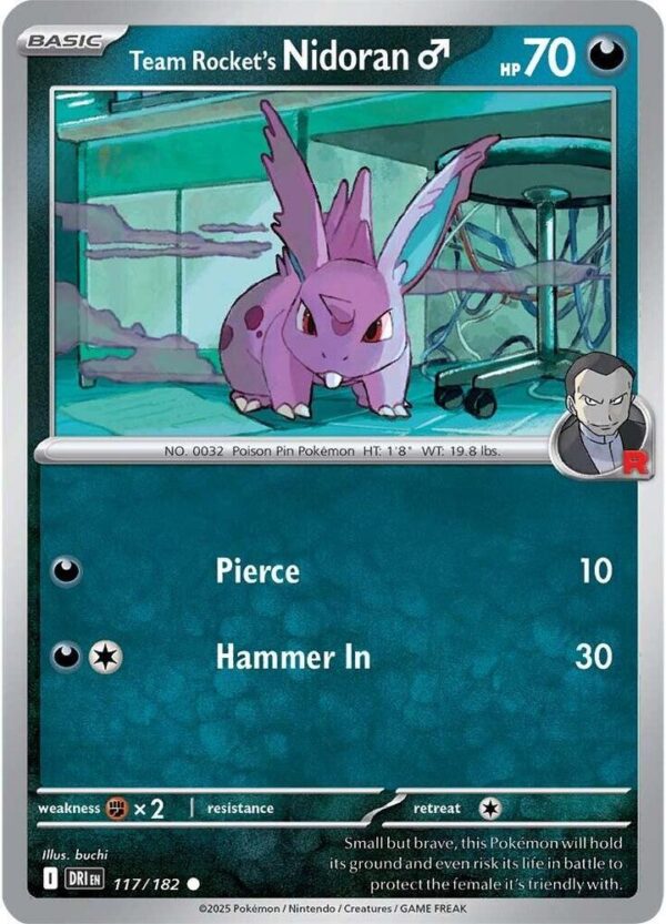 Team Rocket’s Nidoran M 117/182 Reverse Holofoil SV10: Destined Rivals