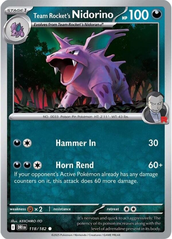 Team Rocket’s Nidorino 118/182 Normal SV10: Destined Rivals