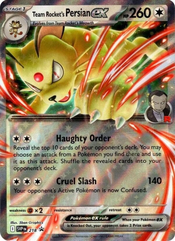 Team Rocket’s Persian ex 218 Holofoil SV: Scarlet & Violet Promo Cards Team Rocket’s Persian ex 218 Holofoil SV: Scarlet & Violet Promo Cards