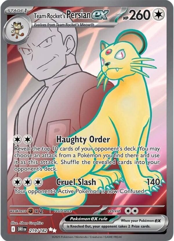Team Rocket’s Persian ex 219/182 Holofoil SV10: Destined Rivals Team Rocket’s Persian ex 219/182 Holofoil SV10: Destined Rivals