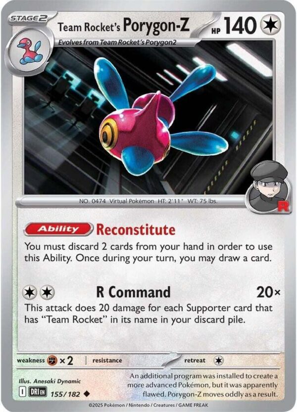 Team Rocket’s Porygon-Z 155/182 Reverse Holofoil SV10: Destined Rivals Team Rocket’s Porygon-Z 155/182 Reverse Holofoil SV10: Destined Rivals