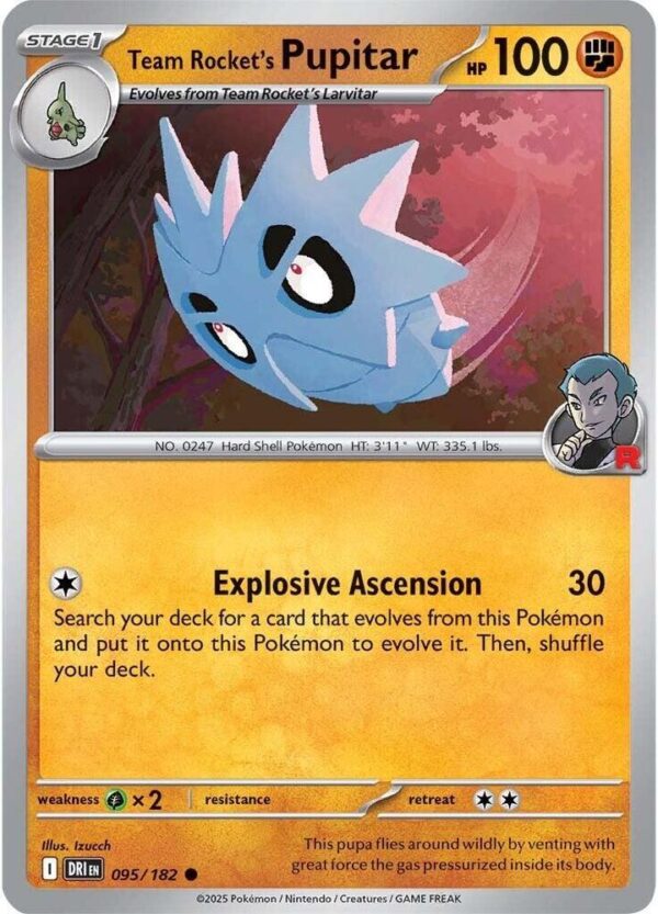 Team Rocket’s Pupitar 095/182 Reverse Holofoil SV10: Destined Rivals