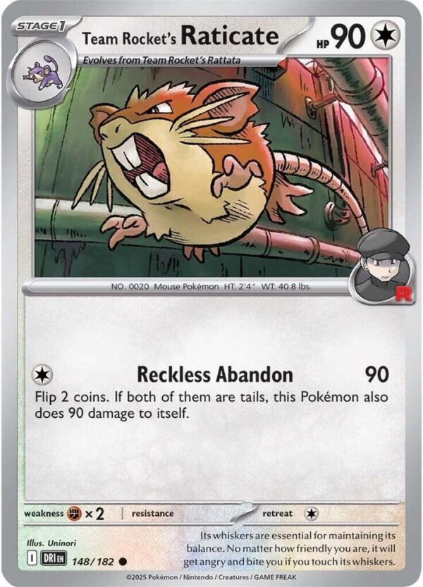 Team Rocket’s Raticate 148/182 Reverse Holofoil SV10: Destined Rivals Team Rocket’s Raticate 148/182 Reverse Holofoil SV10: Destined Rivals