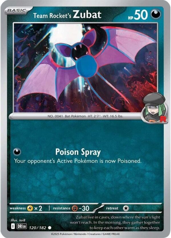 Team Rocket’s Zubat 120/182 Reverse Holofoil SV10: Destined Rivals