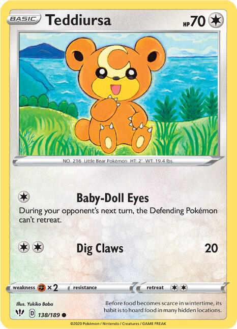 Teddiursa 138/189 Normal SWSH03: Darkness Ablaze