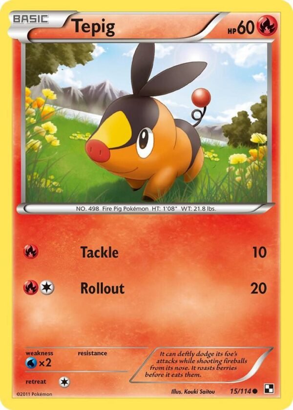 Tepig (15) 15/114 Reverse Holofoil Black and White
