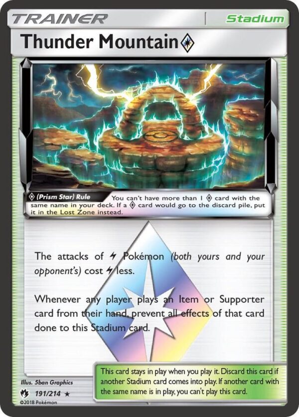 Thunder Mountain Prism Star 191/214 Holofoil SM – Lost Thunder Thunder Mountain Prism Star 191/214 Holofoil SM – Lost Thunder