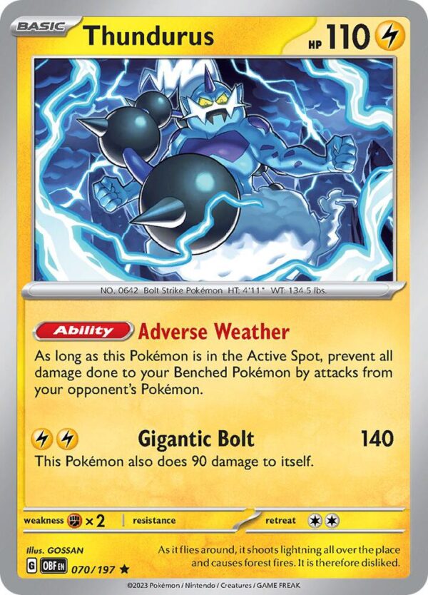 Thundurus 070/197 Reverse Holofoil SV03: Obsidian Flames Thundurus 070/197 Reverse Holofoil SV03: Obsidian Flames