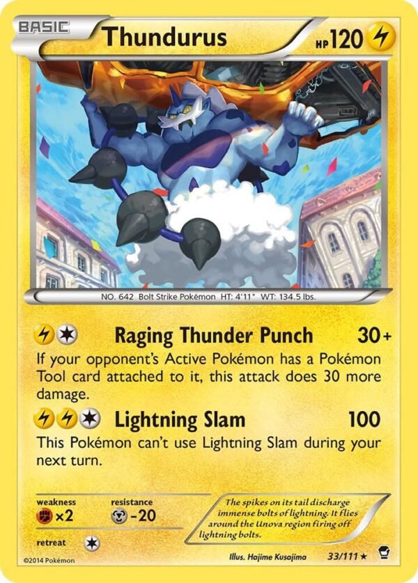 Thundurus 33/111 Reverse Holofoil XY – Furious Fists Thundurus 33/111 Reverse Holofoil XY – Furious Fists