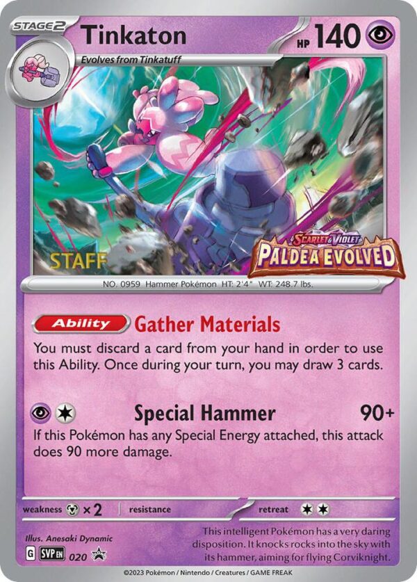 Tinkaton 020 (Prerelease) [Staff] Holofoil SV: Scarlet & Violet Promo Cards