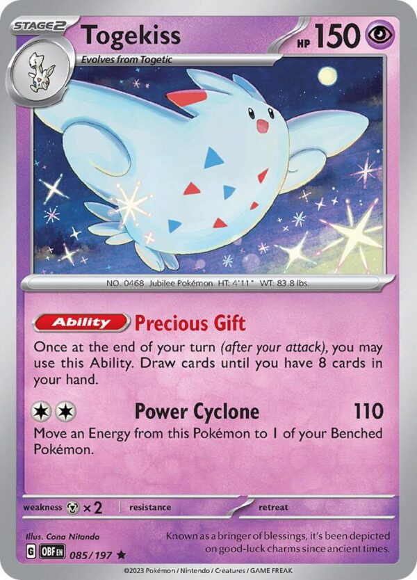 Togekiss 085/197 Reverse Holofoil SV03: Obsidian Flames Togekiss 085/197 Reverse Holofoil SV03: Obsidian Flames