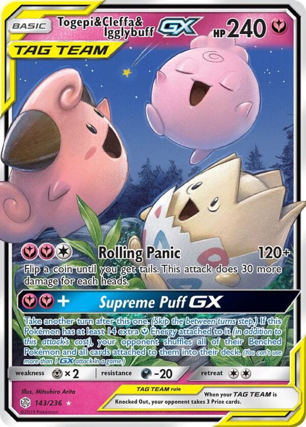 Togepi & Cleffa & Igglybuff GX 143/236 Holofoil SM – Cosmic Eclipse