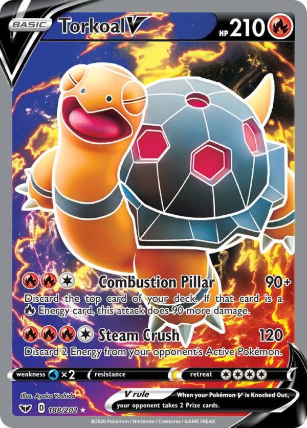 Torkoal V (Full Art) 188/202 Holofoil SWSH01: Sword & Shield Base Set Torkoal V (Full Art) 188/202 Holofoil SWSH01: Sword & Shield Base Set