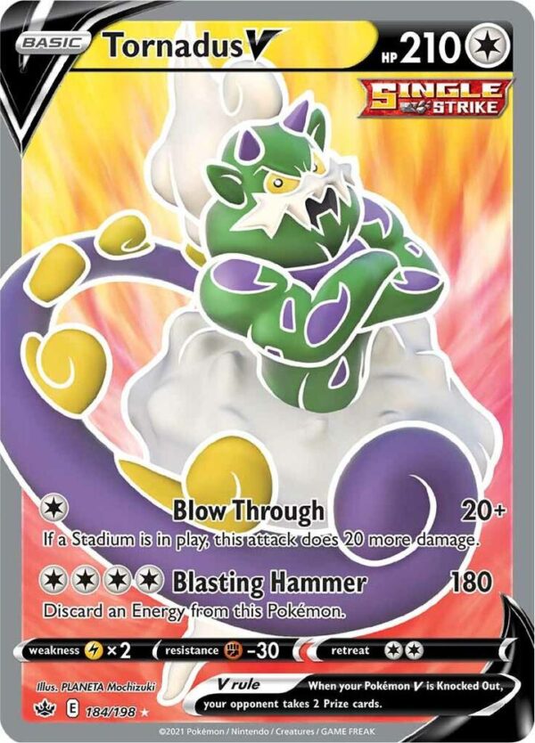 Tornadus V (Full Art) 184/198 Holofoil SWSH06: Chilling Reign Tornadus V (Full Art) 184/198 Holofoil SWSH06: Chilling Reign