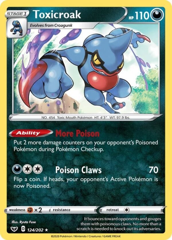 Toxicroak 124/202 Holofoil SWSH01: Sword & Shield Base Set