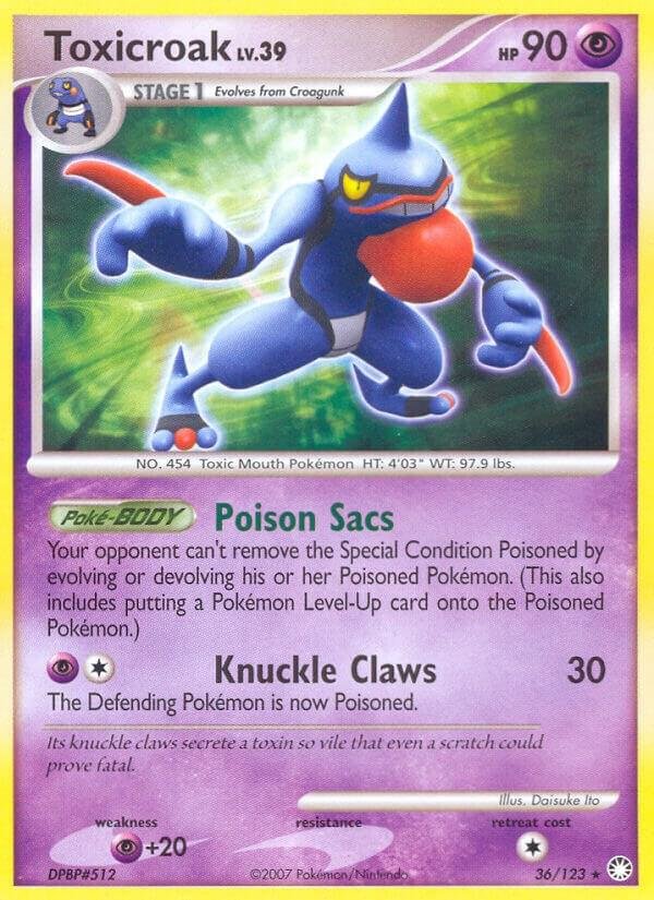 Toxicroak 36/123 Reverse Holofoil Mysterious Treasures Toxicroak 36/123 Reverse Holofoil Mysterious Treasures
