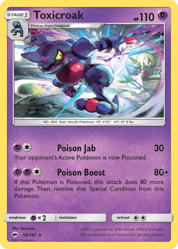 Toxicroak 55/147 Reverse Holofoil SM – Burning Shadows