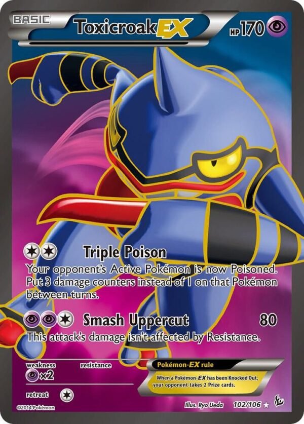 Toxicroak EX (102 Full Art) 102/106 Holofoil XY – Flashfire Toxicroak EX (102 Full Art) 102/106 Holofoil XY – Flashfire