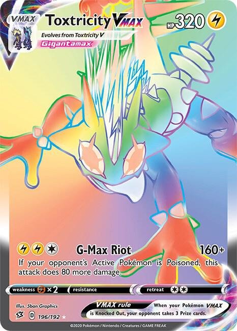 Toxtricity VMAX (Secret) 196/192 Holofoil SWSH02: Rebel Clash Toxtricity VMAX (Secret) 196/192 Holofoil SWSH02: Rebel Clash