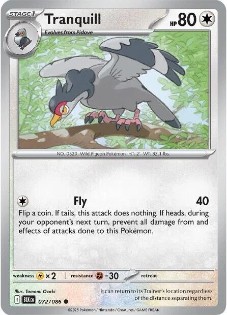 Tranquill 072/086 Reverse Holofoil SV: Black Bolt