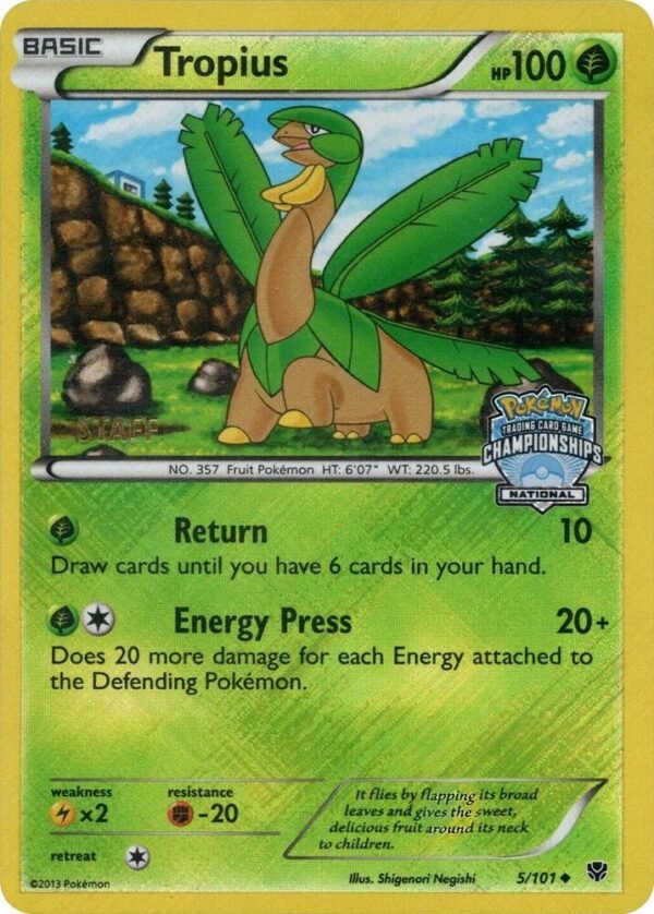 Tropius 5/101 (National Championships) [Staff] 005/101 Reverse Holofoil League & Championship Cards