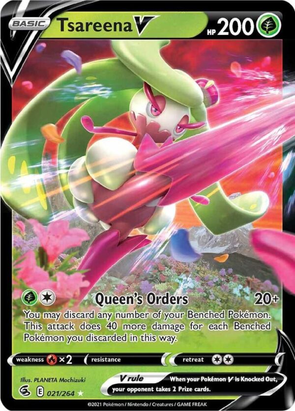 Tsareena V 021/264 Holofoil SWSH08: Fusion Strike Tsareena V 021/264 Holofoil SWSH08: Fusion Strike