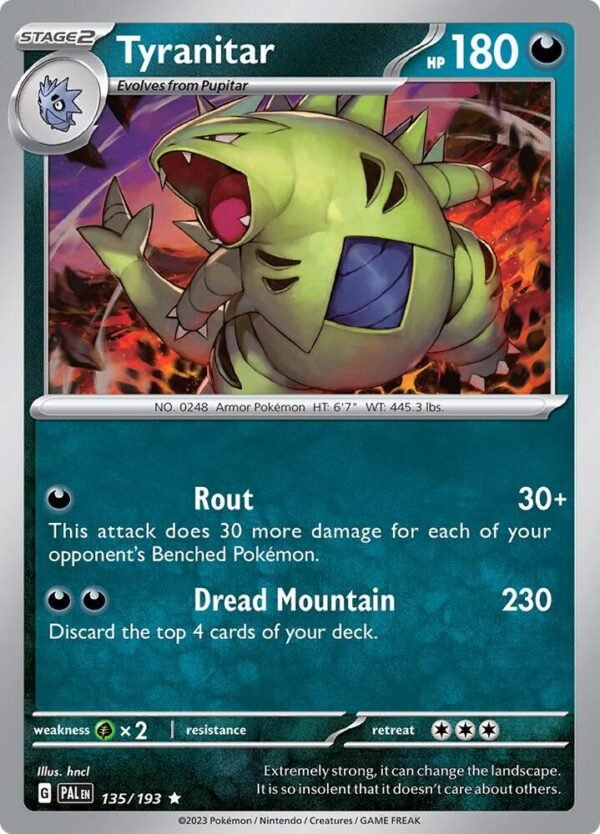 Tyranitar 135/193 Reverse Holofoil SV02: Paldea Evolved Tyranitar 135/193 Reverse Holofoil SV02: Paldea Evolved