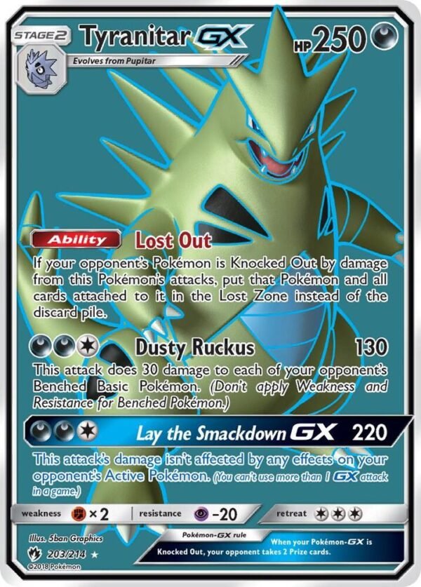 Tyranitar GX (Full Art) 203/214 Holofoil SM – Lost Thunder Tyranitar GX (Full Art) 203/214 Holofoil SM – Lost Thunder