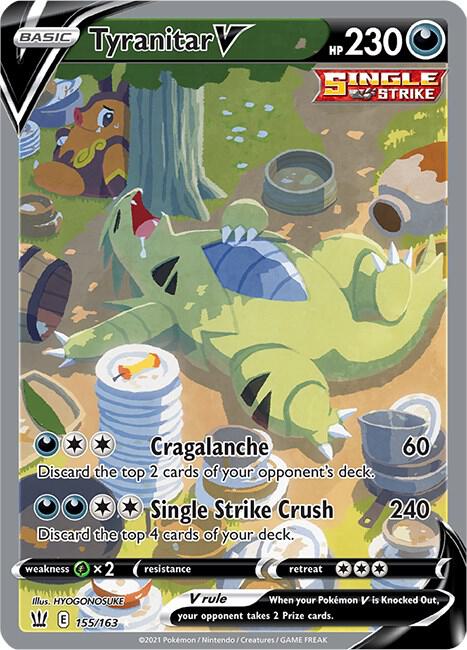 Tyranitar V (Alternate Full Art) 155/163 Holofoil SWSH05: Battle Styles Tyranitar V (Alternate Full Art) 155/163 Holofoil SWSH05: Battle Styles