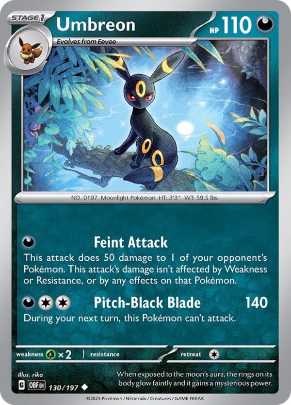 Umbreon 130/197 Reverse Holofoil SV03: Obsidian Flames