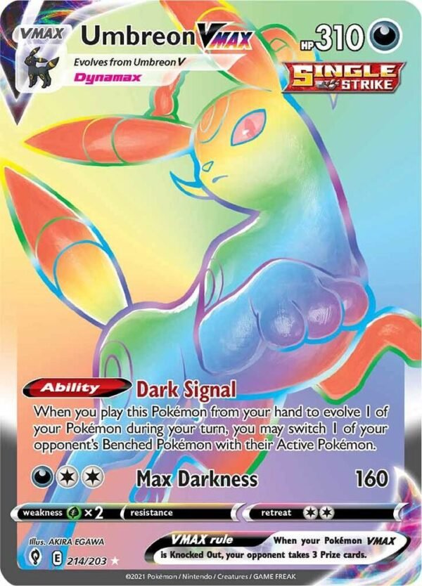 Umbreon VMAX (Secret) 214/203 Holofoil SWSH07: Evolving Skies Umbreon VMAX (Secret) 214/203 Holofoil SWSH07: Evolving Skies