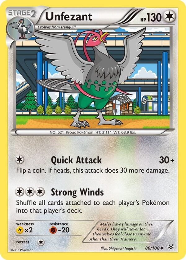 Unfezant (80) 80/108 Normal XY – Roaring Skies Unfezant (80) 80/108 Normal XY – Roaring Skies