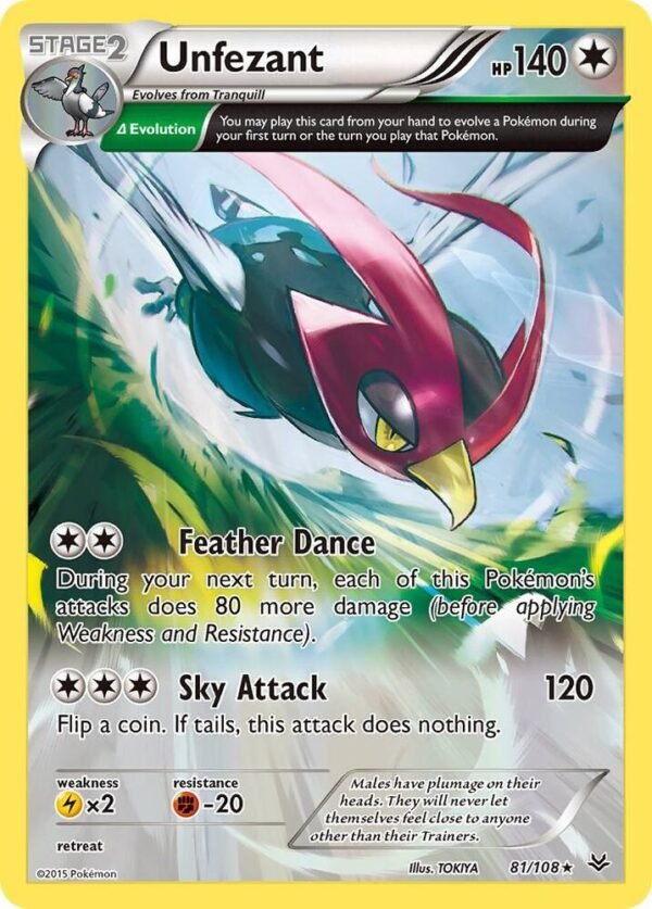 Unfezant (81 Delta) 81/108 Reverse Holofoil XY – Roaring Skies Unfezant (81 Delta) 81/108 Reverse Holofoil XY – Roaring Skies