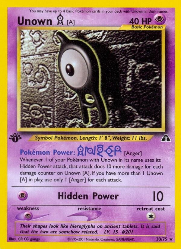 Unown [A] (33) 33/75 1st Edition Neo Discovery
