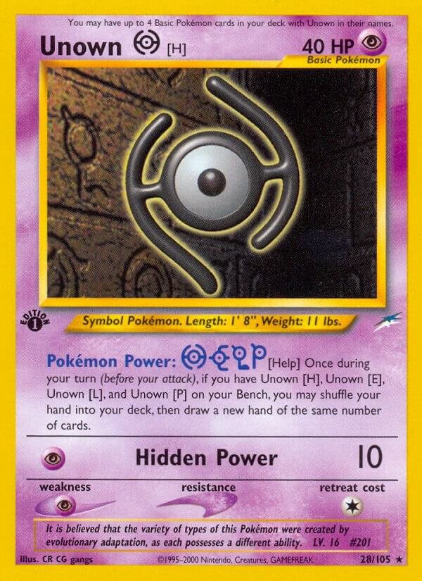 Unown [H] 028/105 1st Edition Neo Destiny