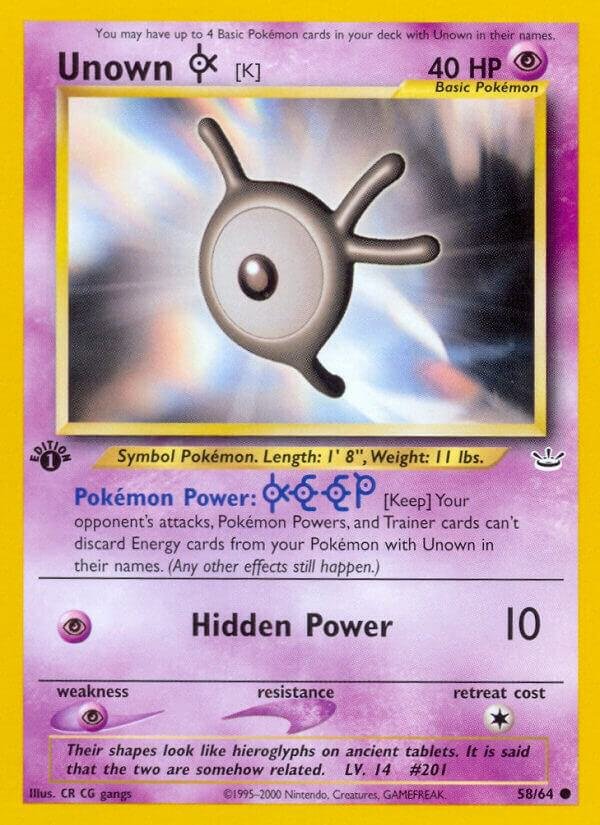 Unown [K] 58/64 1st Edition Neo Revelation