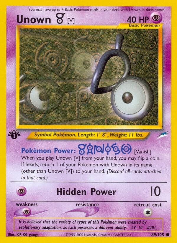 Unown [V] 089/105 1st Edition Neo Destiny