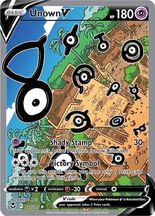 Unown V (Alternate Full Art) 177/195 Holofoil SWSH12: Silver Tempest Unown V (Alternate Full Art) 177/195 Holofoil SWSH12: Silver Tempest