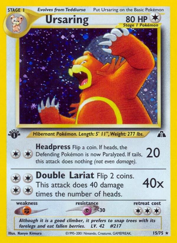 Ursaring (15) 15/75 1st Edition Holofoil Neo Discovery Ursaring (15) 15/75 1st Edition Holofoil Neo Discovery
