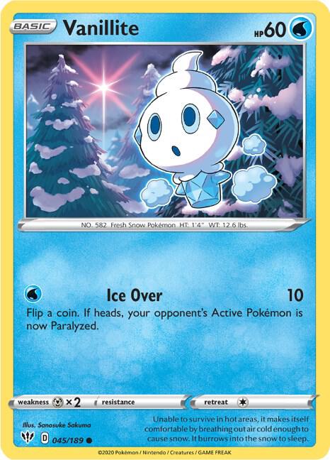 Vanillite 045/189 Normal SWSH03: Darkness Ablaze Vanillite 045/189 Normal SWSH03: Darkness Ablaze