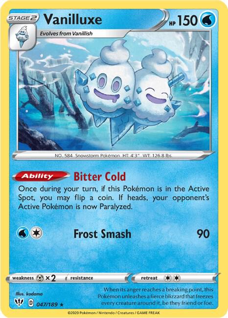 Vanilluxe 047/189 Normal SWSH03: Darkness Ablaze