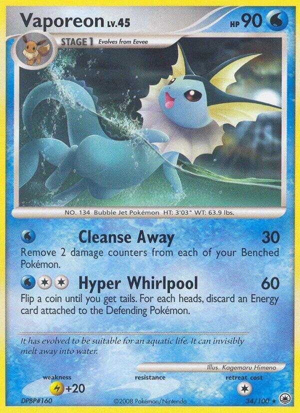 Vaporeon 34/100 Reverse Holofoil Majestic Dawn