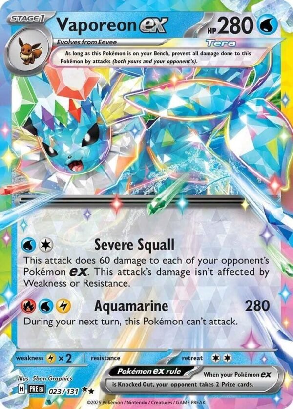 Vaporeon ex 023/131 Holofoil SV: Prismatic Evolutions Vaporeon ex 023/131 Holofoil SV: Prismatic Evolutions