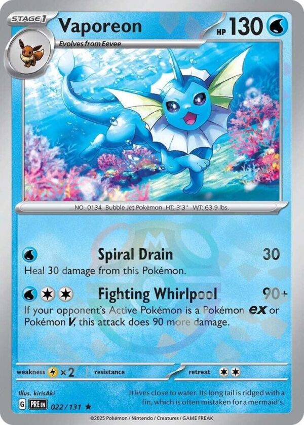 Vaporeon (Master Ball Pattern) 022/131 Holofoil SV: Prismatic Evolutions