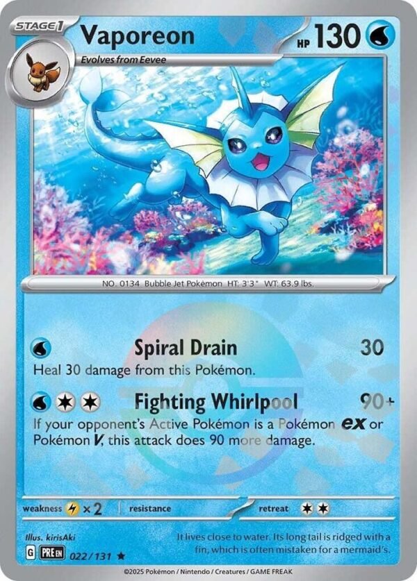 Vaporeon (Poke Ball Pattern) 022/131 Holofoil SV: Prismatic Evolutions