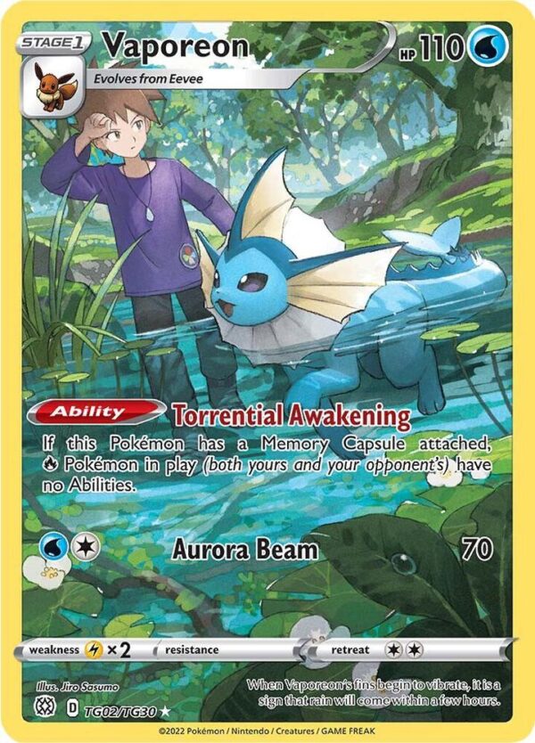 Vaporeon TG02/TG30 Holofoil SWSH09: Brilliant Stars Trainer Gallery