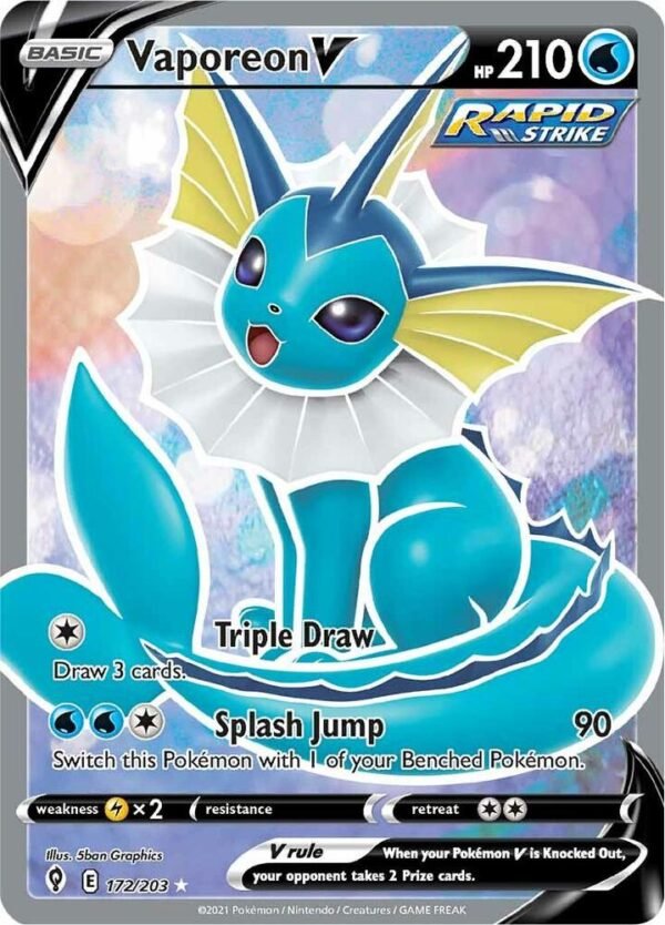 Vaporeon V (Full Art) 172/203 Holofoil SWSH07: Evolving Skies